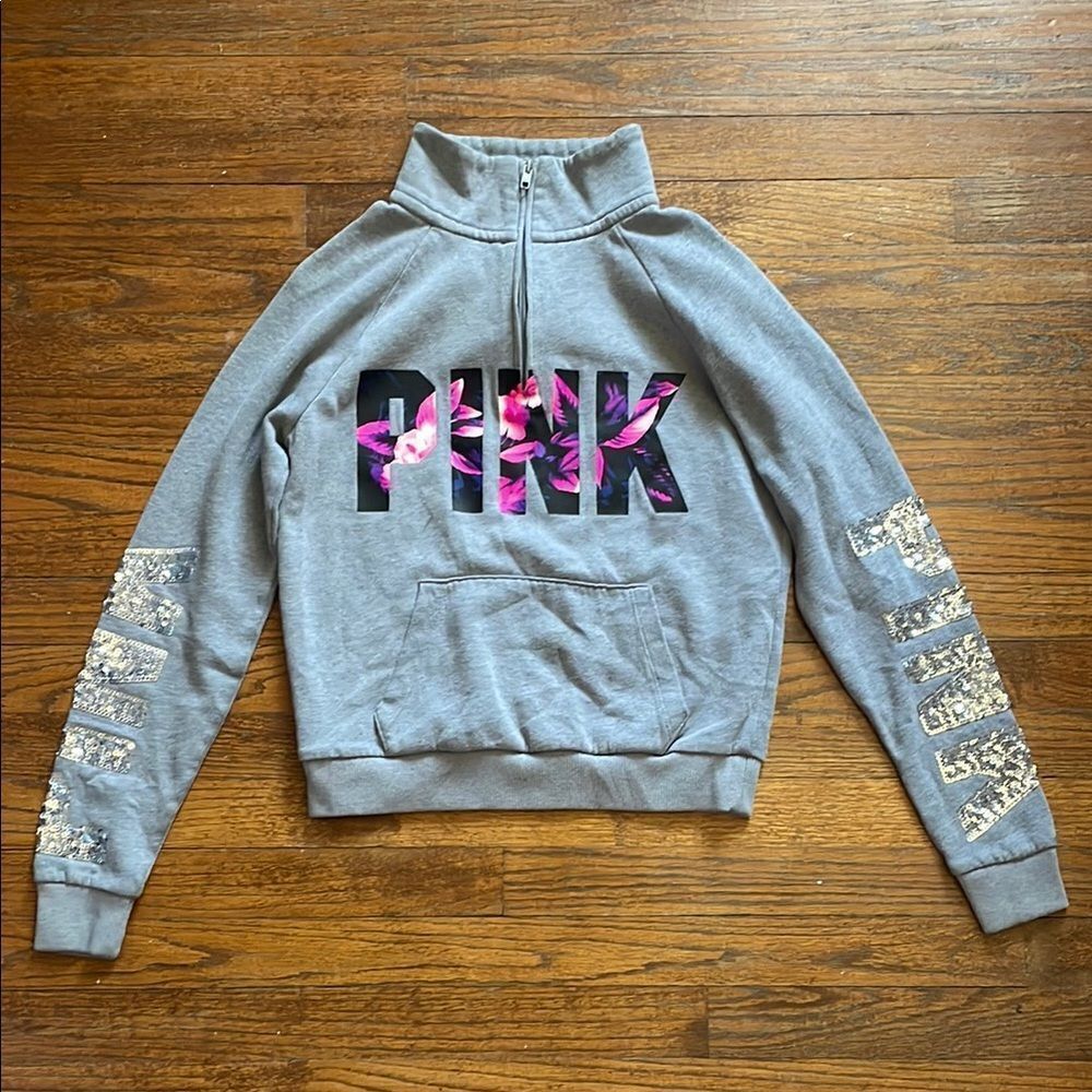 PINK Victoria's Secret Gray Sequin Sweatshirt